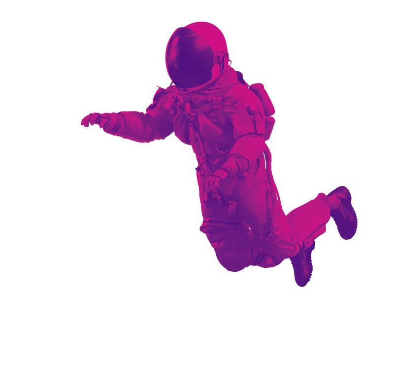 A floating astronaut in a space suit